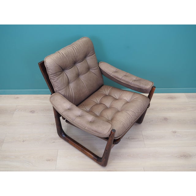 Wood Vintage Danish Leather Chair from Genega Møbler, 1960s For Sale - Image 7 of 17