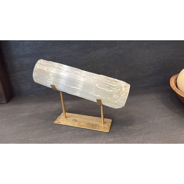 White Selenite Block on a Stand For Sale - Image 8 of 10