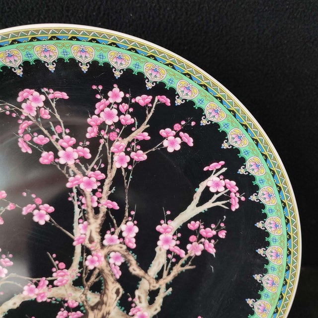 Chinese Ceramic Plate,Qianlong Marked Famille Rose Porcelain Plate Hand Painted Plum Blossoms Pattern For Sale In Seattle - Image 6 of 9