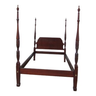 1980s Mahogany Queen Rice Poster Bed Carved For Sale