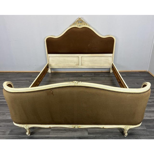 Vintage French Shabby Chic Upholstered King Size Bed Frame For Sale - Image 14 of 14