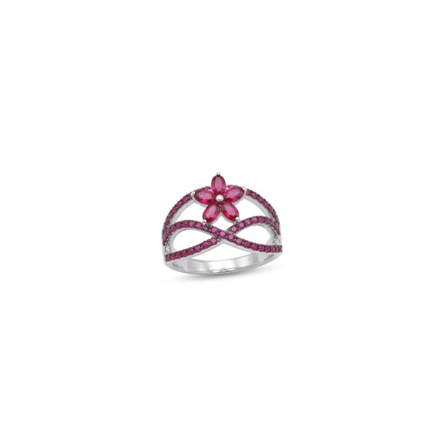 Natural 18k Gold Ruby Halo Ring With 0.93ct Ruby For Sale - Image 4 of 8