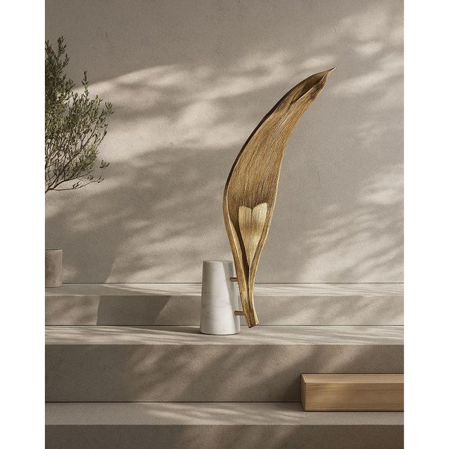 Stone Palm Gold Aluminium Floor Lamp by Maeve For Sale - Image 7 of 10