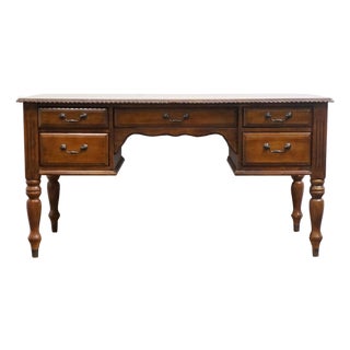 High End Contemporary Traditional 60" Computer Desk W. Sunburst Marquetry Top For Sale