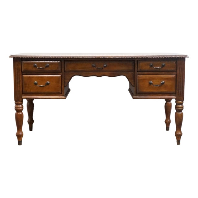 High End Contemporary Traditional 60" Computer Desk W. Sunburst Marquetry Top For Sale