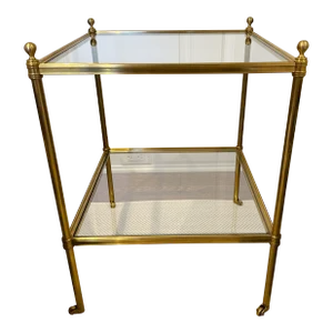 Vaughan Fitzroy Brass Square Etagere Table With Glass Shelves