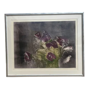 1970s Fritz Scholder Botanical Monotype "Purple Petunias #2"