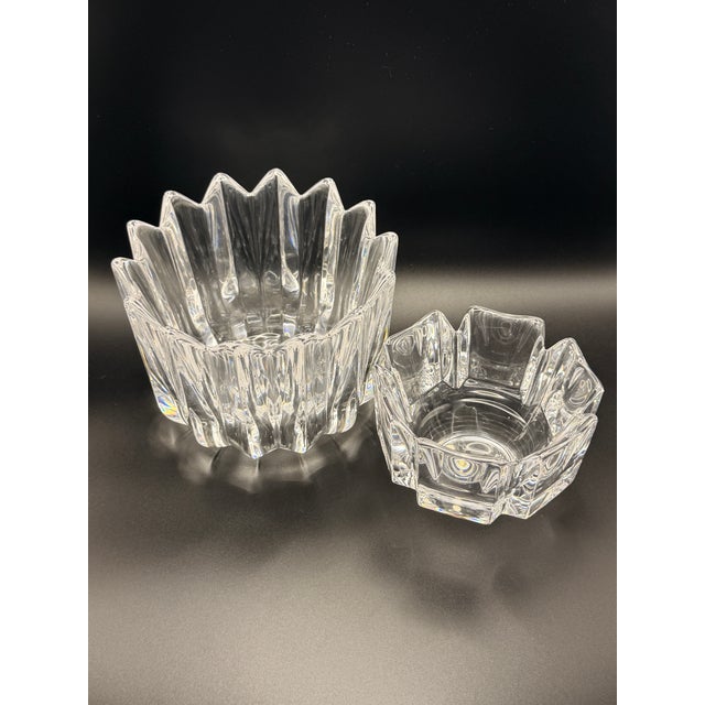 Beautiful set of two Orrefors “Fleur” and “Corona” crystal bowls designed by Jan Johansson. Known for their sculptural...