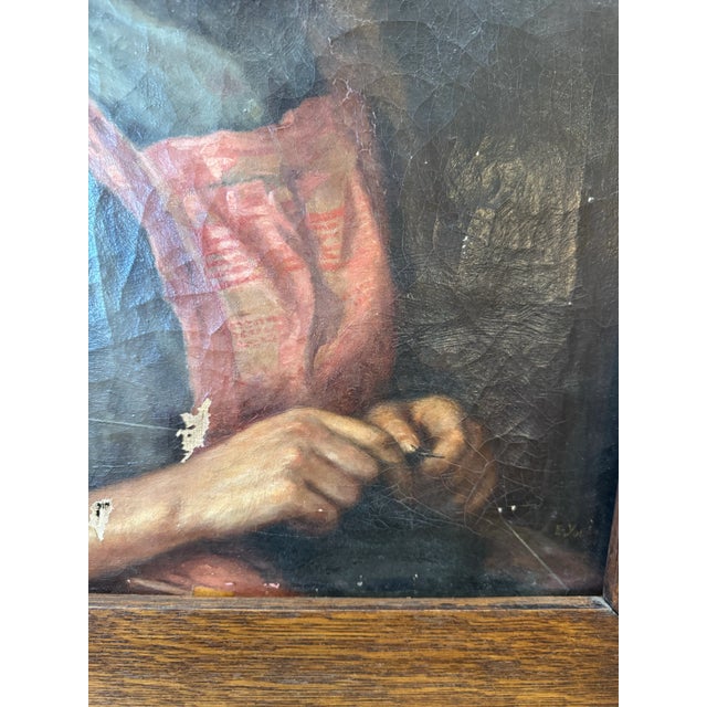 Brown “Alice in Wonderland” Portrait, Oil Painting, Circa 1800s For Sale - Image 8 of 12