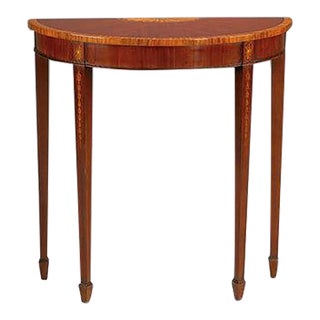 Federal Inlaid Reddish Mahogany 1/2 Round Console or Foyer Table For Sale