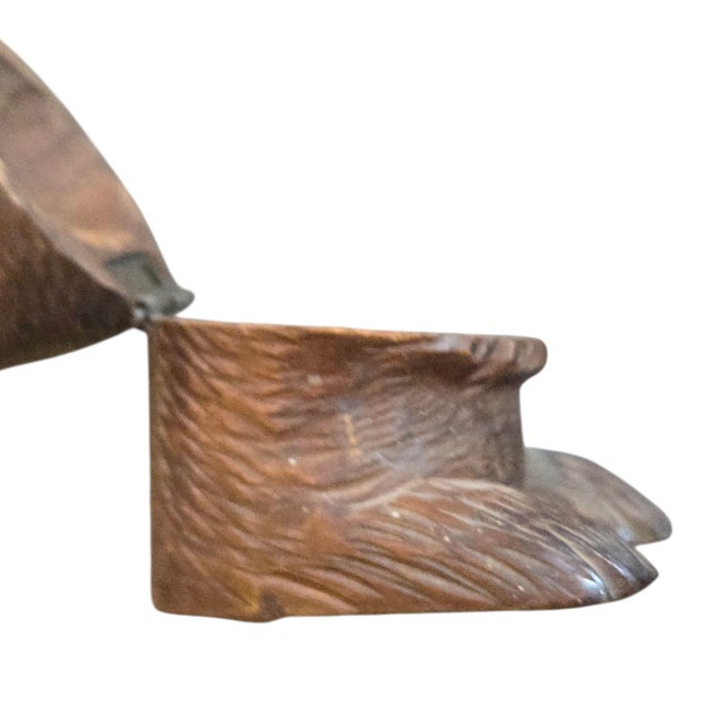 Antique Black Forest Bear Inkwell Hand Carved Wooden Carving Sculpture 2 Inch For Sale - Image 13 of 18