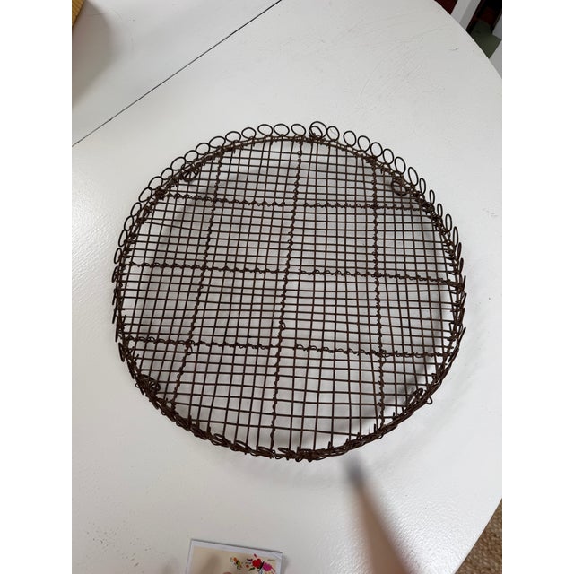 Metal Antique Woven Wire Tray For Sale - Image 7 of 11