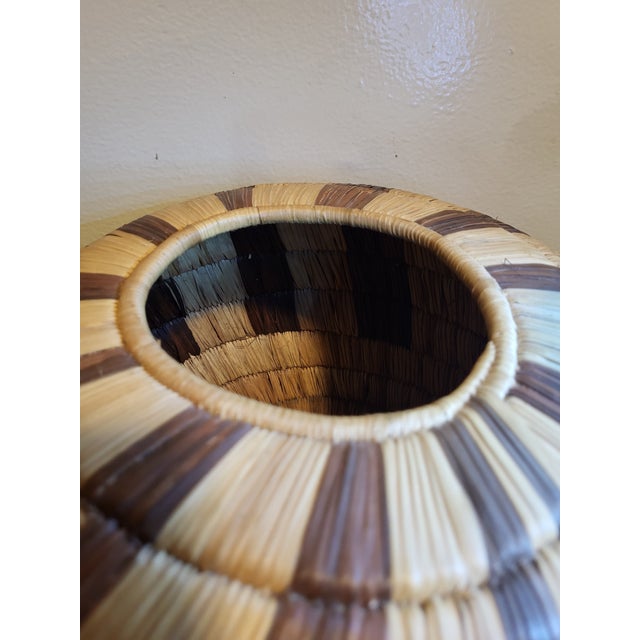 Native American Vintage Woven Coil Basket For Sale - Image 3 of 12