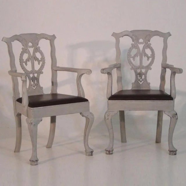 Set of Armchairs with Leather Seats For Sale - Image 10 of 10