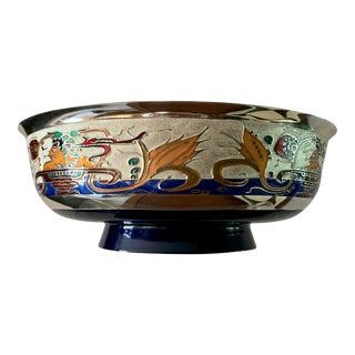 Miguel Pineda Mexican Modern Decorative Enamel and Silver Centerpiece Bowl For Sale