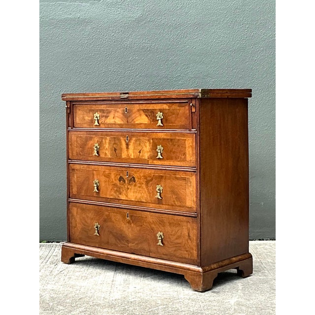 Brown Vintage George 1 Walnut Flip Top Bachelors Chest For Sale - Image 8 of 12