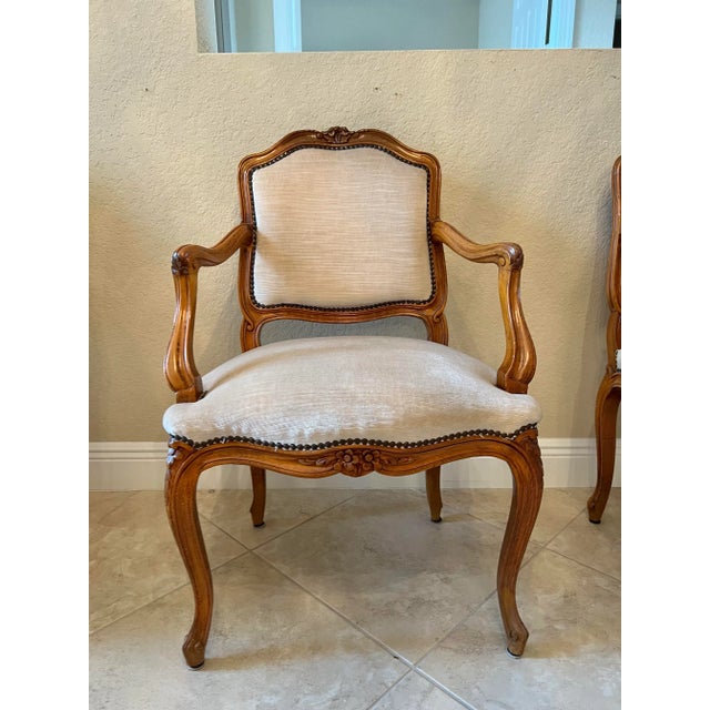 Vintage French Fauteuil Open Arm Chairs - Set of 4 For Sale - Image 4 of 7