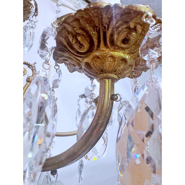 1950s Vintage Spanish Chandelier With Crystal Prisms For Sale - Image 4 of 10