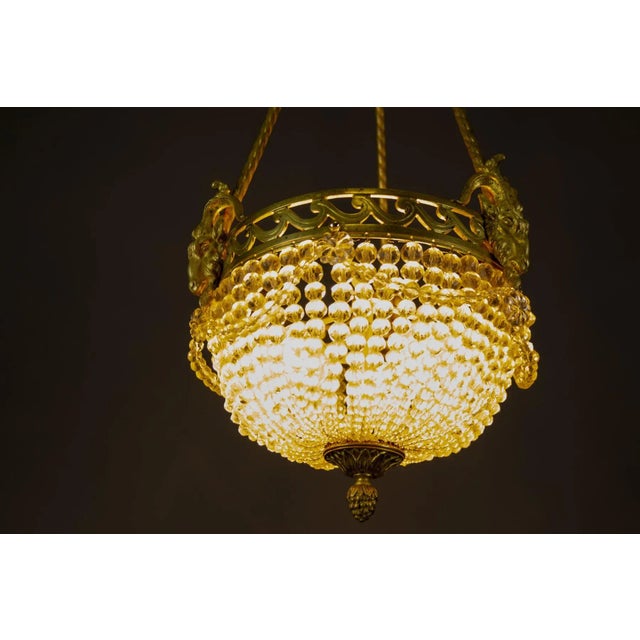 Metal French Neoclassical Style Bronze and Crystal Glass Chandelier, 1920s For Sale - Image 7 of 18