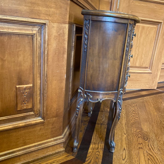 Vintage Black Marble Top Wood Side Tables - Set of 2 For Sale - Image 4 of 6