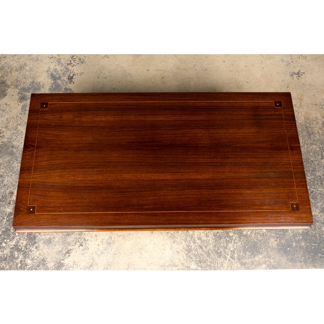 Art Deco Rosewood and Brass Dining Table, Jules Leleu Style, 1930s For Sale - Image 4 of 18