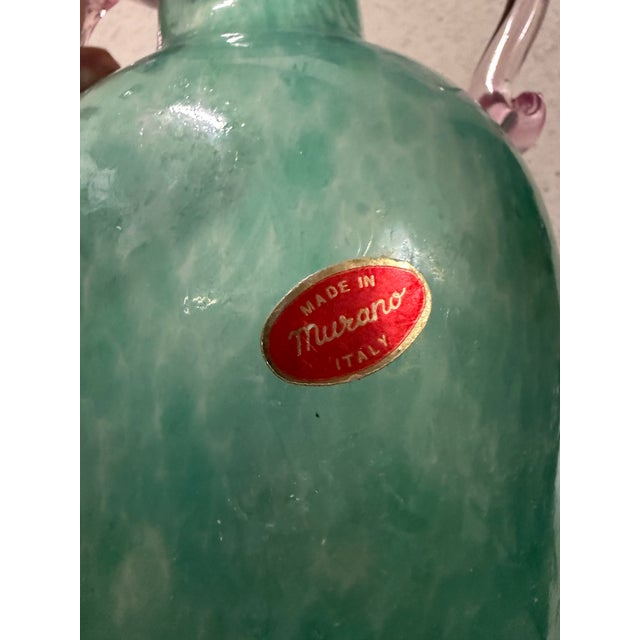 Vintage Murano Scavo Amphora Glass Vase Seafoam Blue Iridescent 12in For Sale In Atlanta - Image 6 of 9