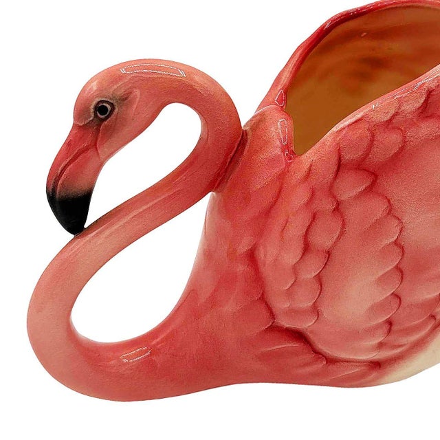 Pink Rare Mid 20th Century Ceramic Pink Flamingo Flower Table Planter Signed Will-George For Sale - Image 8 of 8