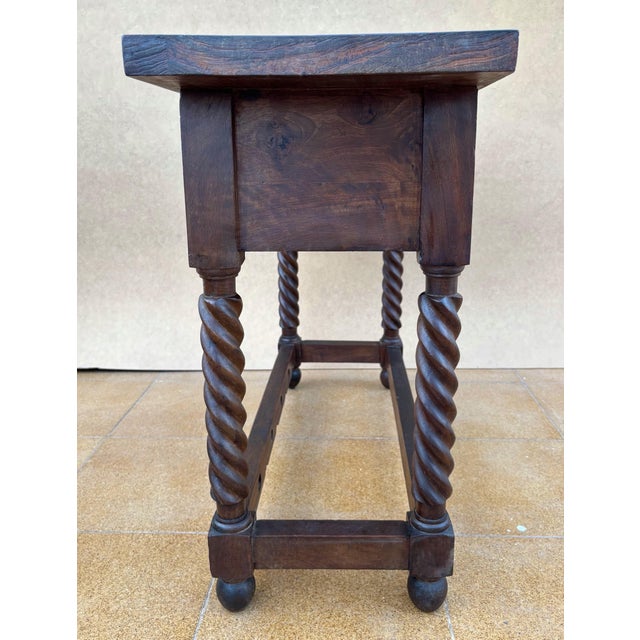 20th Century Catalan Spanish Carved Wood Console Table For Sale - Image 10 of 14