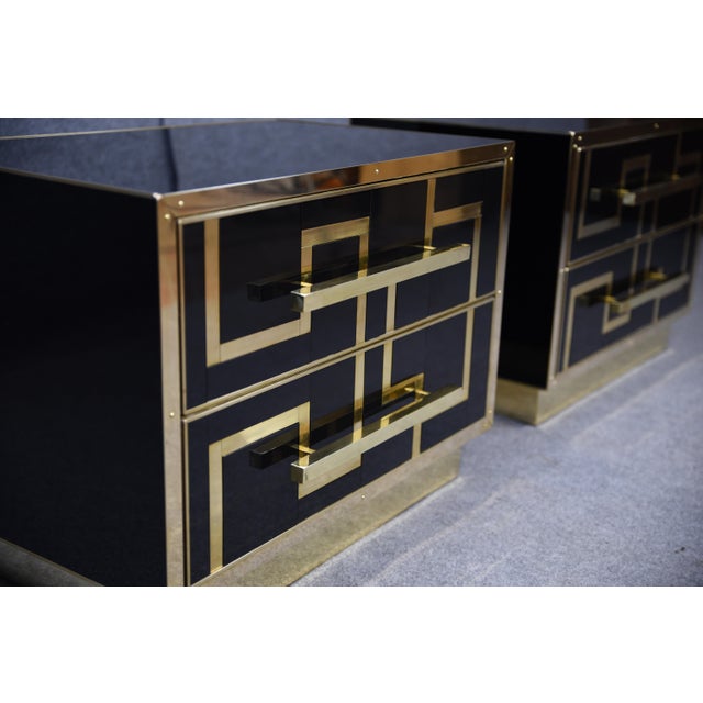 Wooden Bedside Tables in Black Glass from Justfurnituress SRL, Set of 2 For Sale - Image 4 of 13