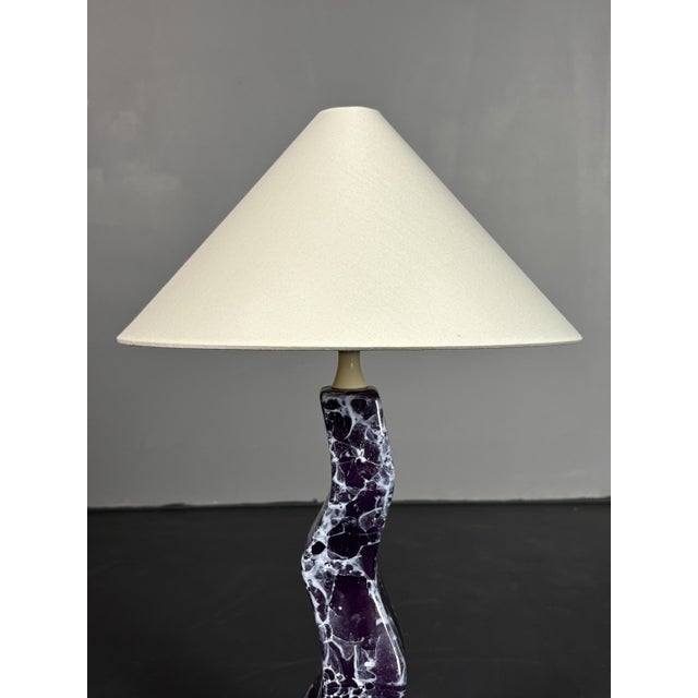 Postmodern French Zig Zag Faux Marble Table Lamp, 1980s For Sale - Image 6 of 12