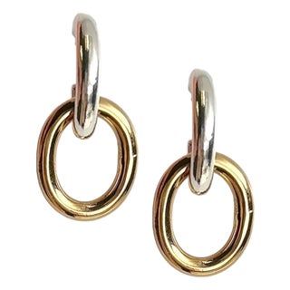 Mixed Metal Double Hoop Earring For Sale