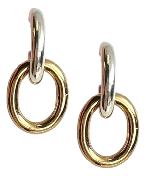 Mixed Metal Double Hoop Earring