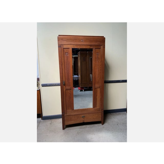 Antique Art Nouveau Linen Wardrobe, 1910 For Sale - Image 4 of 8