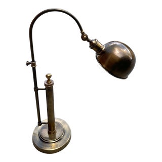 Pottery Barn Antique Brass Finish Adjustable Table Lamp For Sale