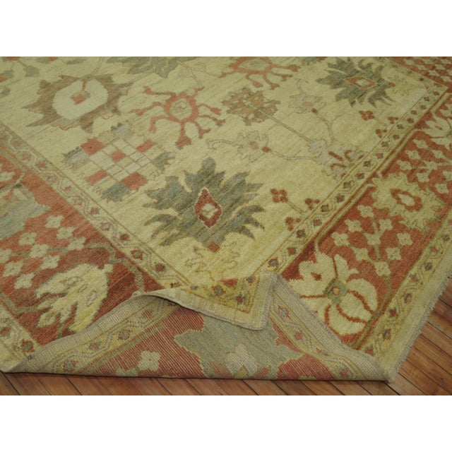 Red Vintage Zabihi Collection Inspired Turkish Oushak - 9'10" x 11'9" For Sale - Image 8 of 12