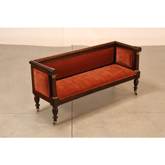 Traditional Antique American Classical Period Pair Of Ormolu Mounted Box Sofas For Sale - Image 3 of 18
