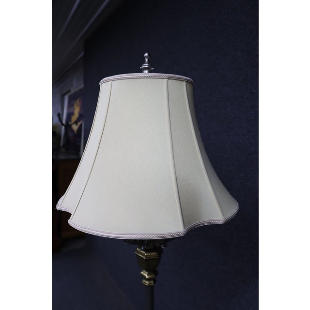 Metal Late 20th Century Directoire Style Stainless & Brass Floor Lamp For Sale - Image 7 of 16