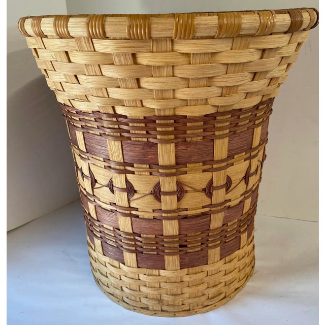 Wood Vintage Tall Waste Basket or Planter Basket For Sale - Image 7 of 7