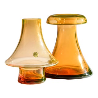 Vintage UV-Reactive Glass Vases by Cari Zalloni for WMF, 1970s, Set of 2 For Sale