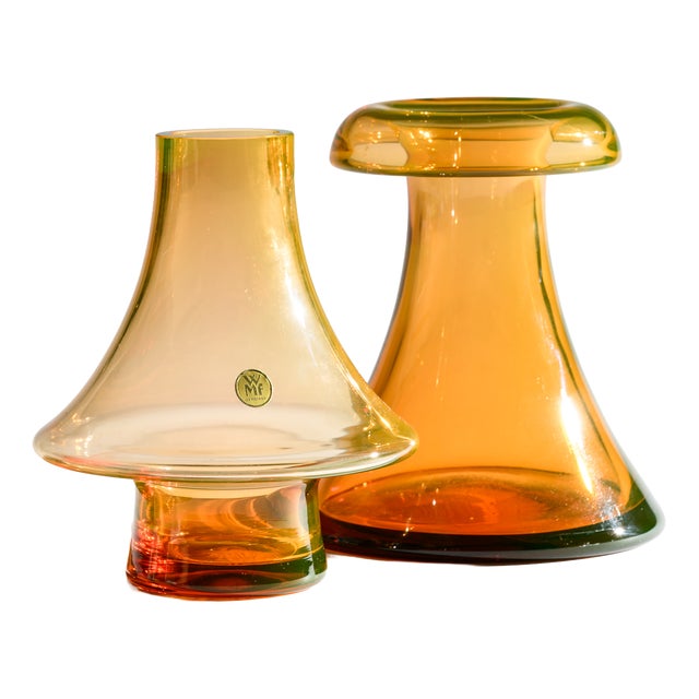 Vintage UV-Reactive Glass Vases by Cari Zalloni for WMF, 1970s, Set of 2 For Sale
