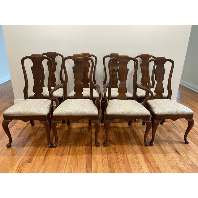Vintage Henredon 18th Century Portfolio Collection Queen Anne Style Walnut Dining Chairs - Set of 8 For Sale - Image 13 of 13