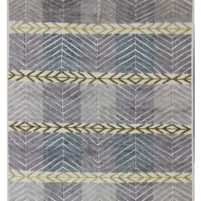 Modern Scandinavian Piled Geometric Design Rug by Keivan Woven Arts 9'2 X 11'10 For Sale - Image 4 of 13