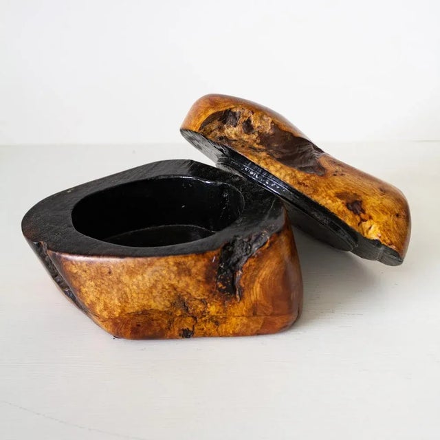 Wood Postmodern Brutalist Burlwood Trinket or Jewelry Box For Sale - Image 7 of 12