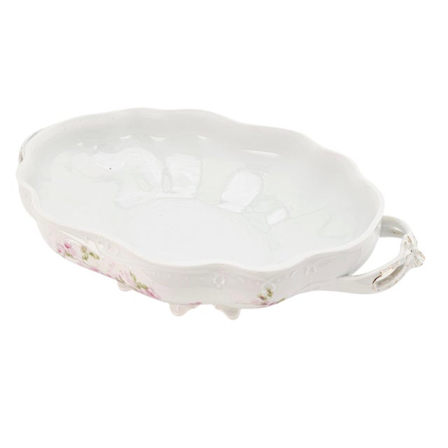 White Mz Austria Antique Porcelain Rose Tureen, Covered Footed Serving Dish 14.5" For Sale - Image 8 of 17