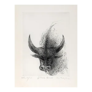 Gabor F. Peterdi, Black Bull, Etching