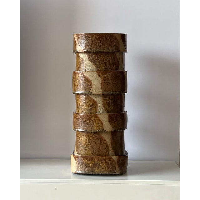 Contemporary Layers Glazed Ceramic Table Lamp by Katia Langeard For Sale - Image 3 of 5