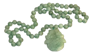 Jadeite Bead & Carved Pendant Necklace