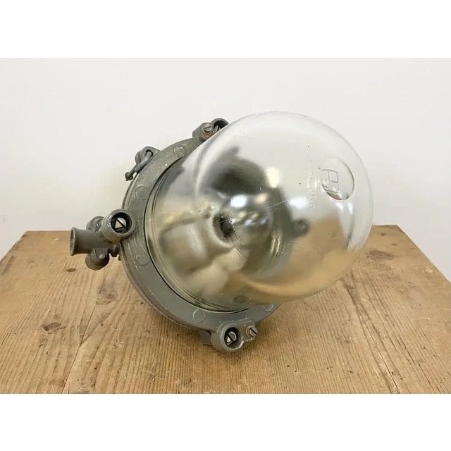 Dark Grey Industrial Cast Aluminium Explosion Proof Lamp from Elektrosvit, 1960s For Sale - Image 14 of 16