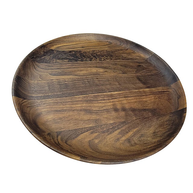 Brown Andrew Pearce Hand Crafted Black Walnut Round Serving Platter For Sale - Image 8 of 11