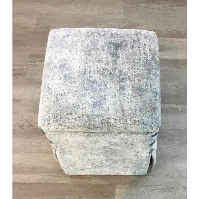 Modern Caracole Couture Modern Grey and Turquoise Cut Velvet Hide and Seek Storage Ottoman For Sale - Image 3 of 6
